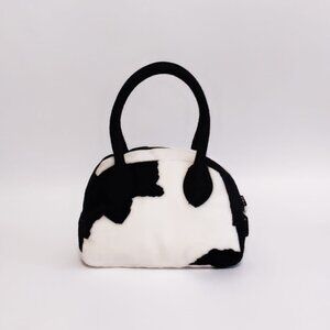 Vintage Comeco Cow Print Purse – Black & White – Retro Shoulder Bag